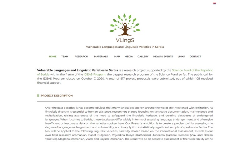 Preview sajta za VLingS projekat